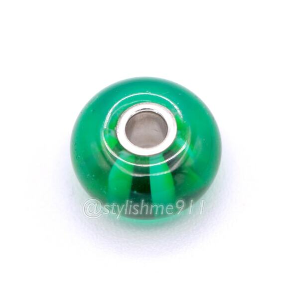 Authentic Retired Trollbeads GREEN STRIPE BEAD - Picture 10 of 12